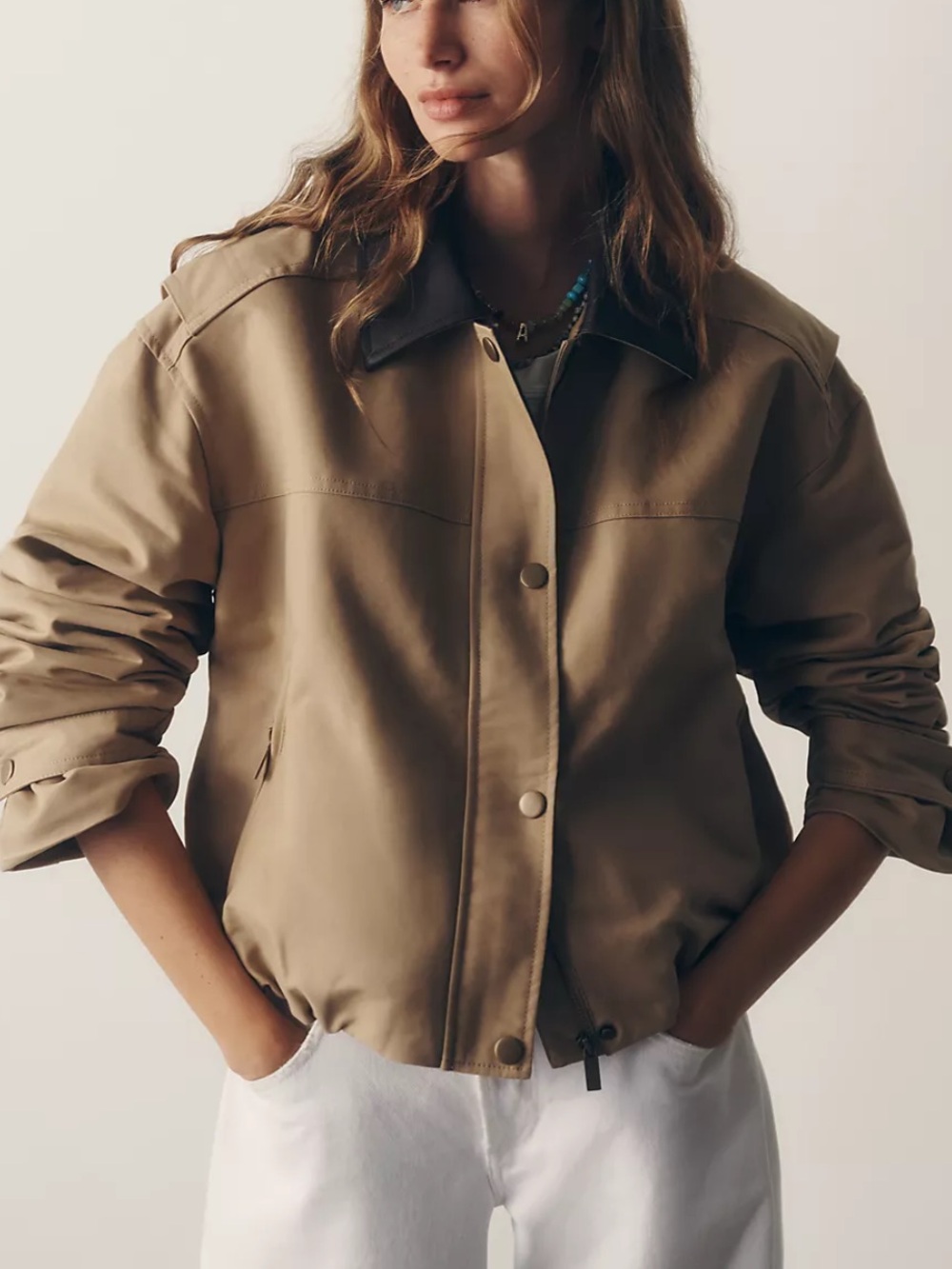 Anthropologie Pilcro 100% Cotton Cropped Utility Jacket Khaki Size Small